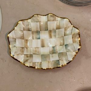 Mackenzie Childs Parchment check oval dish